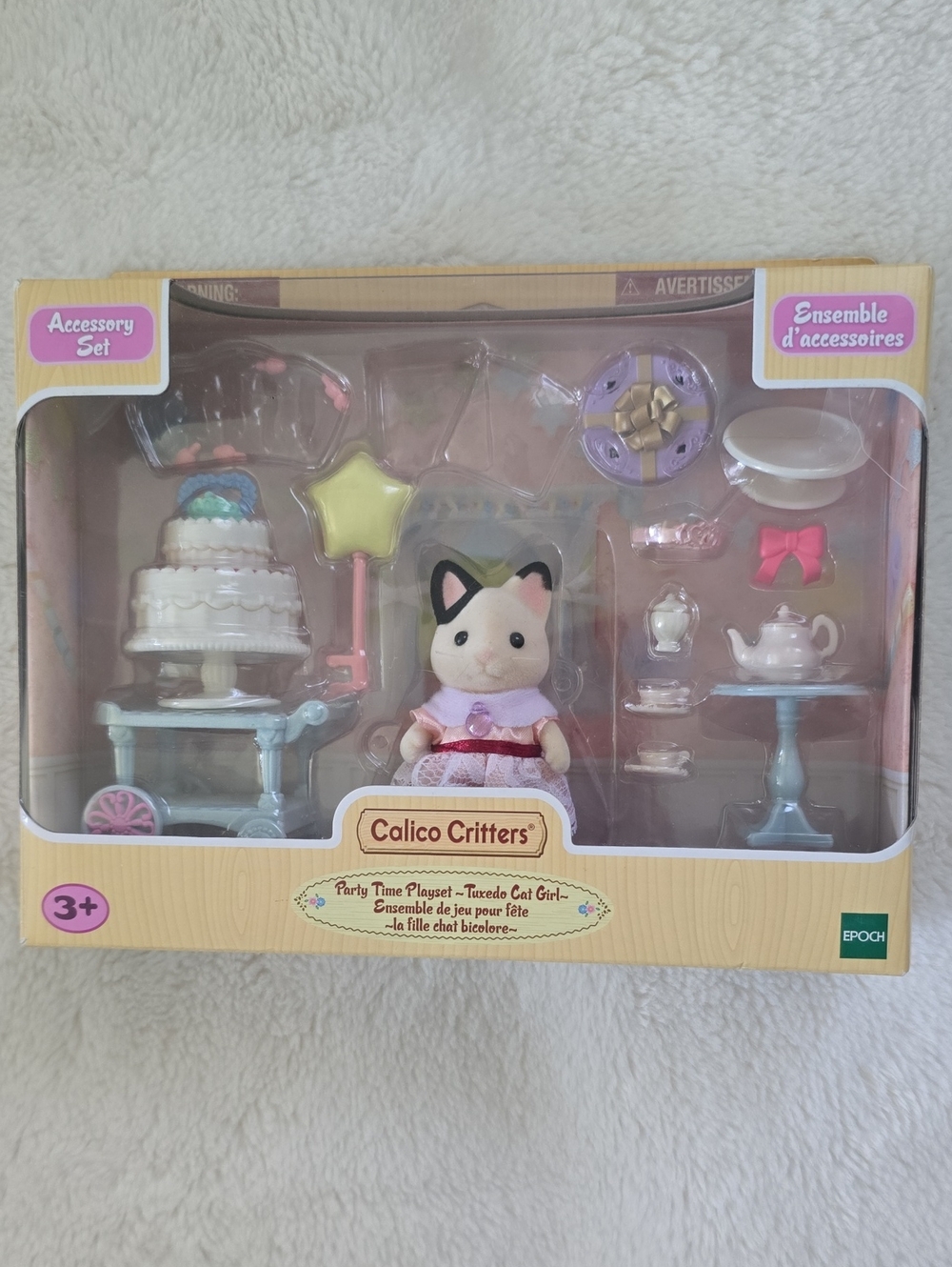 Calico Critters Party Playset with Pink & Purple Tuxedo Cat Girl